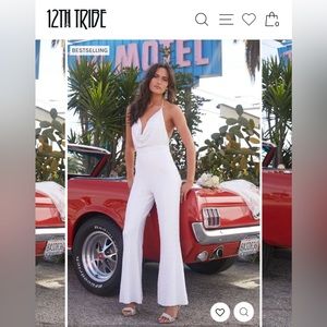 Revolution White Sequin Wide Leg Jumpsuit